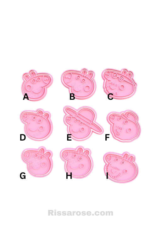 Pig family Cookie Cutter Stamp Peppa George Head