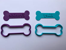 Load image into Gallery viewer, dog bone custom made cookie cutter stamp set with your dog name 8cm long

