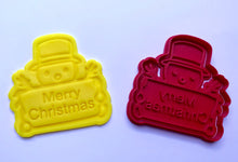 Load image into Gallery viewer, christmas bubble snowman father xmas holly leaf cookie cutter stamp fondant embosser
