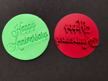 Load image into Gallery viewer, mr &amp; mrs - from miss to mrs - i love you - happy anniversary - congrats cookie stamps fondant embosser cake decoration happy anniversary
