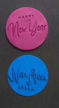 Load image into Gallery viewer, happy new year cookie fondant stamps embosse wine glass chin chin 2021 fireworks celebrition mold baking mould diy bakeware tool mix font

