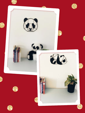 geometric panda wall art 3d printed laying panda panda face wall decor housewarming gift nursery room deco baby showe gift kids room deco
