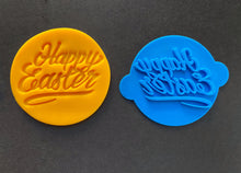 Load image into Gallery viewer, happy easter cookie stamp fondant emboseer bunny mix font cupcake topper style a

