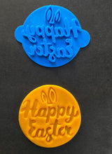 Load image into Gallery viewer, happy easter cookie stamp fondant emboseer bunny mix font cupcake topper style b
