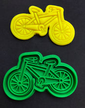 Load image into Gallery viewer, bike cookie cutter stamp bicycle bmx high wheel bike motorbike scooter fondant embosser cake tool bike
