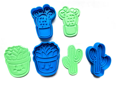 cactus cookie cutter embosser succulent in the pot - mexician theme all 3