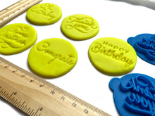 Load image into Gallery viewer, happy birthday thank you oh baby merry christmas congrats 5 x mini cookie stamp fondant package biscuit pastry cupcake fondant baking tools
