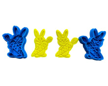 Load image into Gallery viewer, easter boy girl bunny cookie cutter and stamp fondant embosser bake tool clay tool
