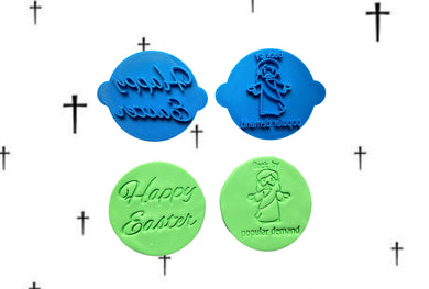 funny happy easter stamp cookie fondant clay tool - jesus back by popular demand both stamps
