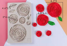 Load image into Gallery viewer, assorted rosette ruffle xl silicone moulds- wedding floral cakes - flower silicone mould
