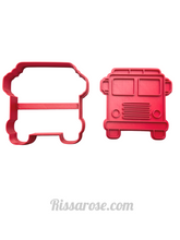 Load image into Gallery viewer, fire fighter cookie cutter truck engine fireman fondant embosser stop sign fire truck
