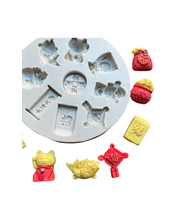 Load image into Gallery viewer, Chinese New Year Silicone Mould 2 money treasure bowl Gold ingot  goldfish red evenlope China
