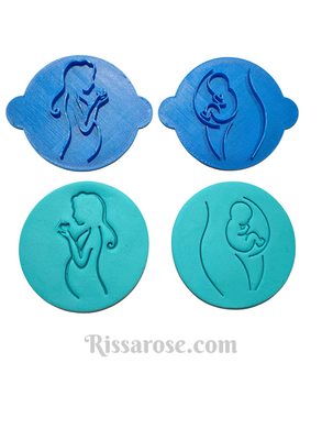 illustrations linear pregnancy cookie embosser - pregnant mum - baby in the tummy - baby shower cookie both
