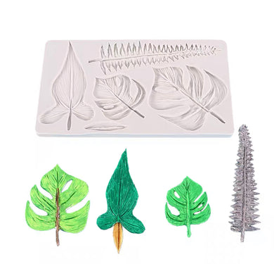 tropical leaf silicone mould monstera deliciosa cupcake cookie dinosaur cake decoration tool