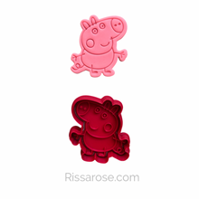 Load image into Gallery viewer, Pig Cookie Cutter Stamp Peppa George
