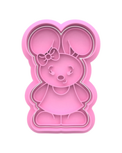 Load image into Gallery viewer, Cute bunny girl cookie cutter stamp Easter rabbit lady dress
