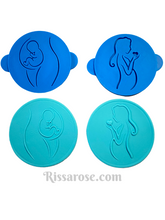 Load image into Gallery viewer, illustrations linear pregnancy cookie debosser - pregnant mum and baby in the tummy - baby shower both
