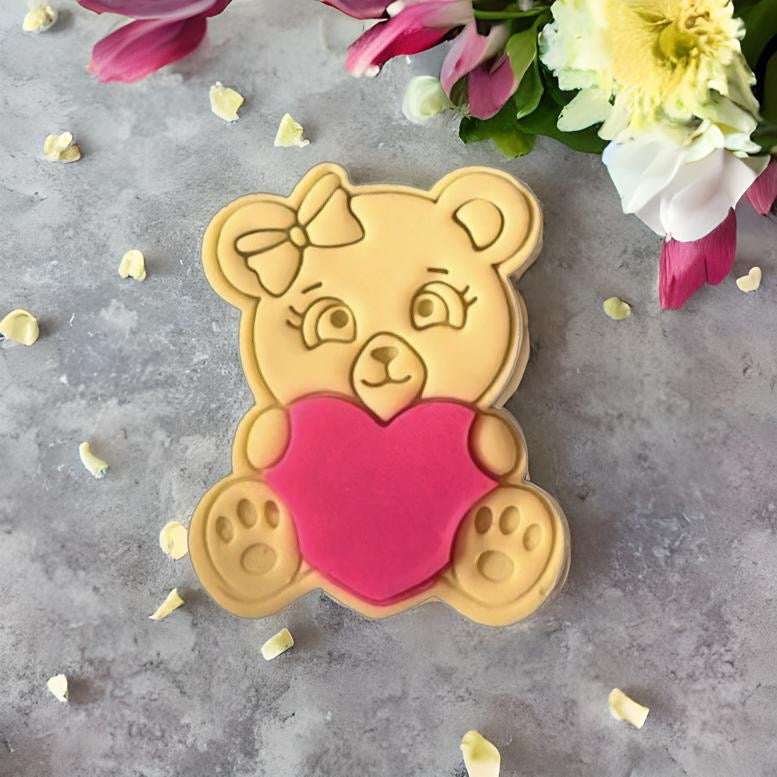 Panda Bear with Heart Cookie Cutter Stamp Valentines day