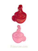 Load image into Gallery viewer, mother&#39;s day cookie cutter and stamp set  - breakfast, card, coffee and carnations flower coffee
