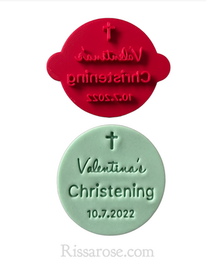 christening cross cookie stamp fondant embosser baptism cookie personalised stamp gift custom name date