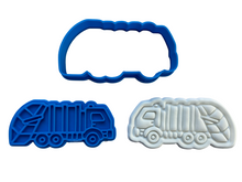 Load image into Gallery viewer, garbage truck cookie cutter - garbage truck -birthday cookie embosser
