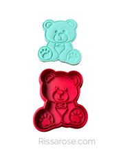 Load image into Gallery viewer, Baby bear cookie cutter boy girl bow tie Baby shower
