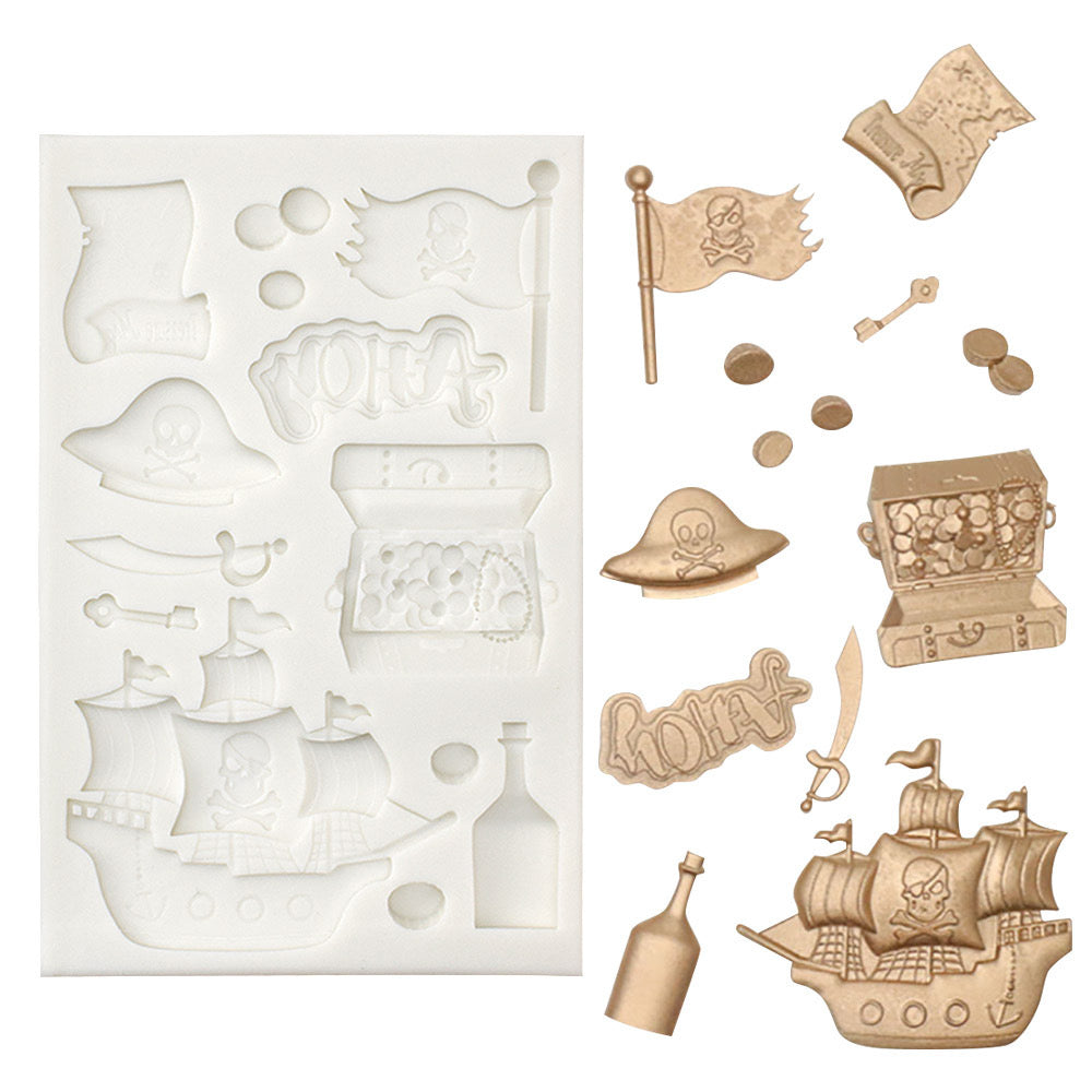 pirate theme silicon mould cake fondant sugarcraft soap