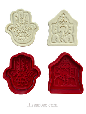 diwali cookie fondant cutter embosser om indian elephant henna hand hinduism buddhism jainism henna hand and ganesha