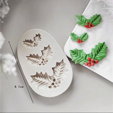 christmas holly leaves silicone mould 3 different sizes