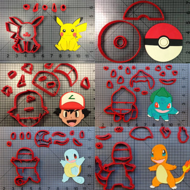 pokemon style fondant cutter set pikachu pokeball game trainer monster