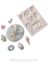 Load image into Gallery viewer, carousel horse silicone mould donut cupcake ice cream carnival
