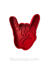 Load image into Gallery viewer, Rock hand gesture cookie cutter stamp - Music theme Rock n Roll
