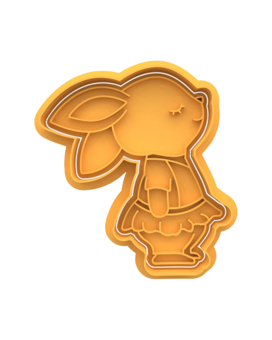 Cute bunny girl cookie cutter stamp Easter rabbit lady dress