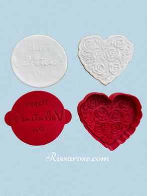 happy valentine's day debosser rose heart cookie cutter fondant embosser cake decoration stamp with heart