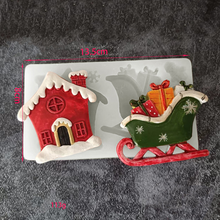 Load image into Gallery viewer, Christmas house Santa Sleigh Silicone Mould min snowman snowflake cake mould
