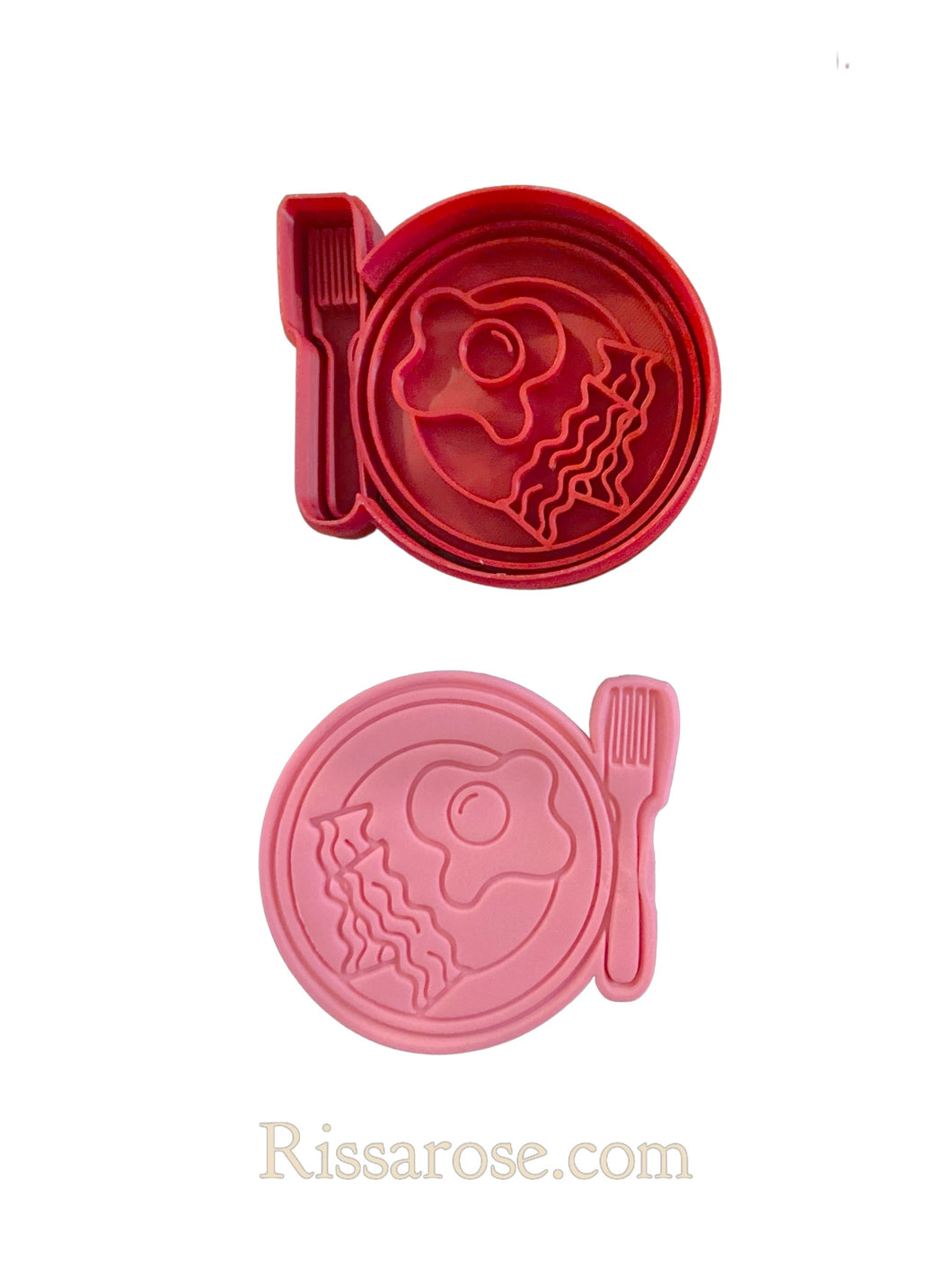 mother's day cookie cutter and stamp set  - breakfast, card, coffee and carnations flower bacon and egg