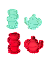 Load image into Gallery viewer, Alice in Wonderland Elements Cookie Cutter Stamp Key Cheshire Clock Mushroom Potion Teapot Hat Eat Me
