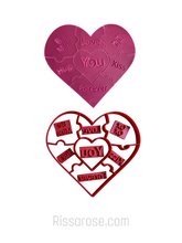 Load image into Gallery viewer, valentine&#39;s day cookie cutter stamp love heart puzzle conversation messages
