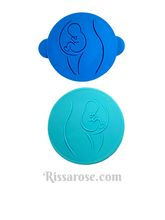 Load image into Gallery viewer, illustrations linear pregnancy cookie debosser - pregnant mum and baby in the tummy - baby shower baby in the tummy
