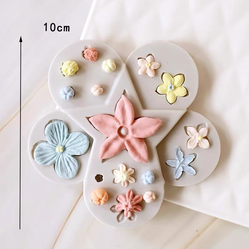 Assorted Flowers Silicone Mould - flowers, buds and leaves