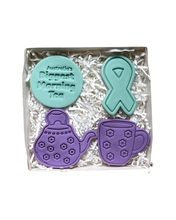 Load image into Gallery viewer, Biggest Morning Tea cookie stamp- Cancer Council - Teapot teacup cancer ribbon
