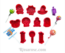 Load image into Gallery viewer, halloween cookie fondant cutter stamp skull pumpkin grave witch hat mummy candy ghost
