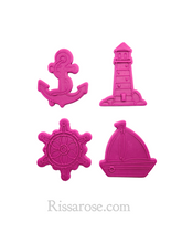 Load image into Gallery viewer, sailing elements cookie cutter stamp lighthouse boat helm anchor debosser
