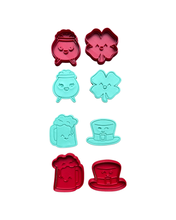 Load image into Gallery viewer, Saint Patrick&#39;s Day Cookie Cutter Stamp Pot Hat Clover Beer Leaf Rainbow
