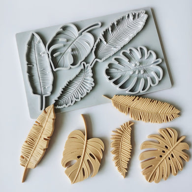 monstera fola silicon mould tropical leaves fern feather cake decoration tools resin mould