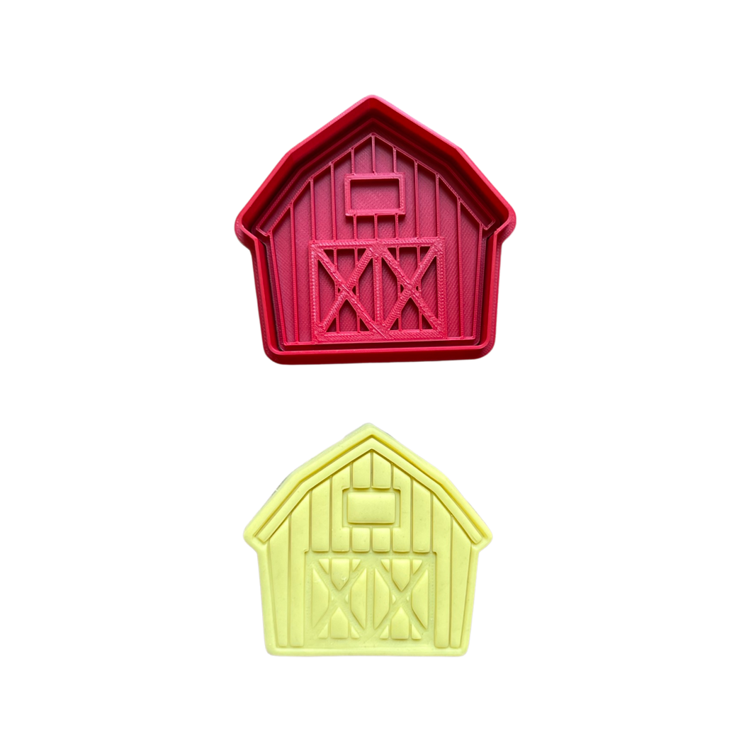 Farm animals cookie cutters and stamps - barn duck donkey chicken horse lamb cow bull pig