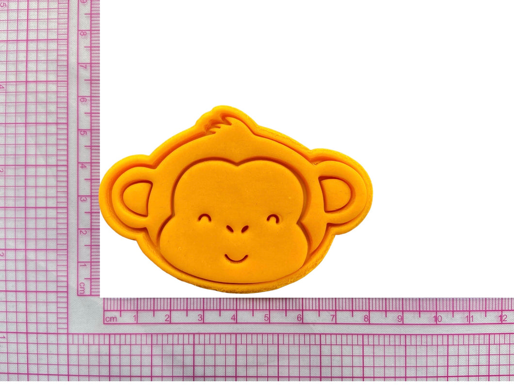 cute monkey cookie cutter stamp set - baby shower- jungle theme 8cm long side