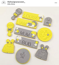 Load image into Gallery viewer, Mother Baby Cuddle Cookie stamp Illustrations Linear silhouette

