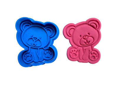 super cute teddy bear cookie cutter and stamp - baby shower, valentine's day and birthday 8cm