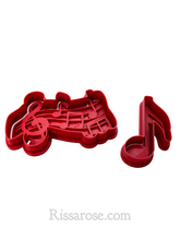 Load image into Gallery viewer, music theme cookie cutter stamp - music note treble clef quarter beat cello saxophone
